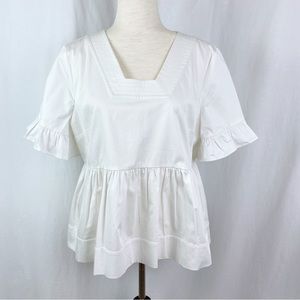 Kate Spade White Ruffle Sleeve Top